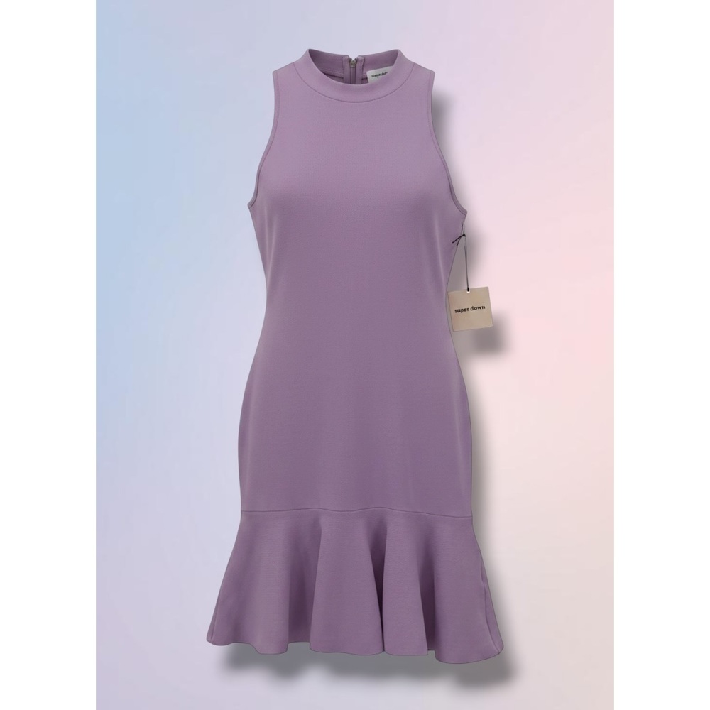 Superdown Lavender‎ Ruffle Hem Sleeveless Bodycon Mini Dress S